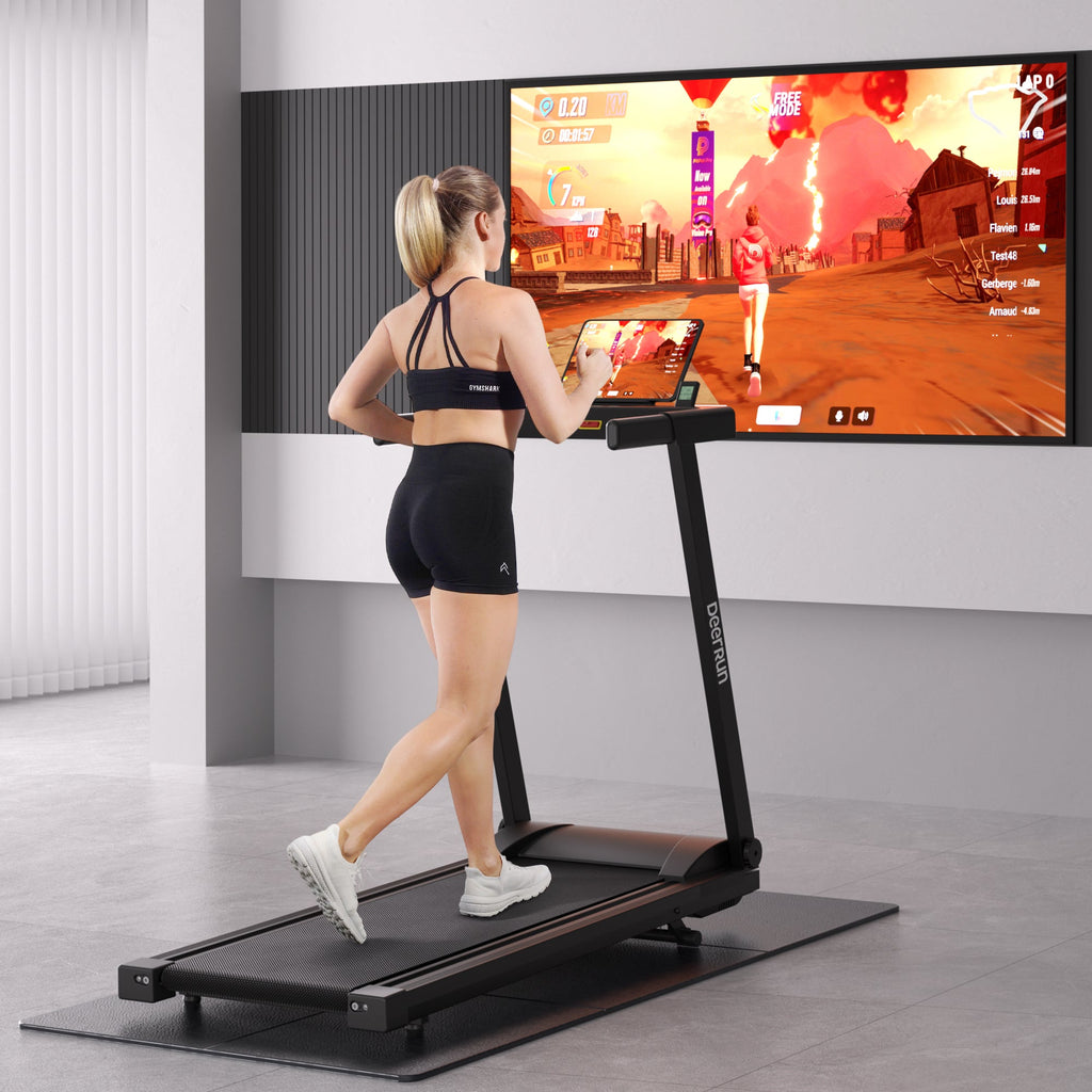 DeerRun All-New 2026 A1 Pro Move+ Smart Foldable Treadmill with 6% Incline & NFC | 350 lbs, 10 mph, Black