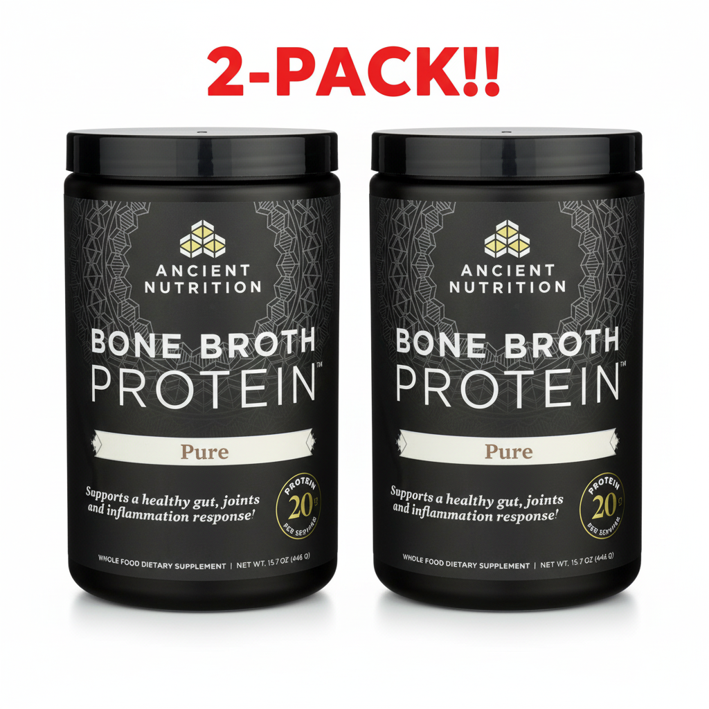 Ancient Nutrition Pure Bone Broth Protein Powder Double Pack (2 x 15.7 oz) - Unflavored