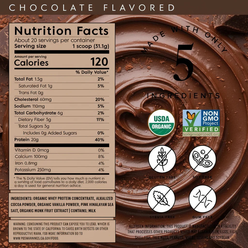 Truvani Organic Whey Protein Powder, Chocolate 2-Pack – 40 Servings Total, 20g Grass Fed Whey Protein per Serving, USDA Organic, Gluten-Free, Non-GMO